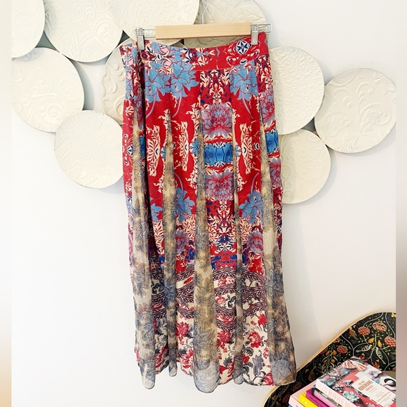 Hemant & Nandita Mixed Floral Print Skirt Small - Picture 4 of 8